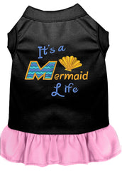 Mermaid Life Embroidered Dog Dress Black with Light Pink XXXL 