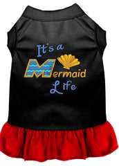 Mermaid Life Embroidered Dog Dress Black with Red XXXL 