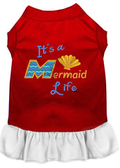 Mermaid Life Embroidered Dog Dress Red with White XXXL 