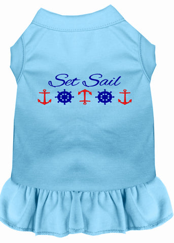 Set Sail Embroidered Dog Dress Baby Blue XXXL 