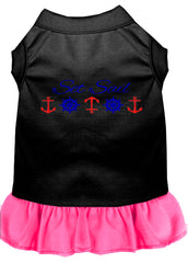 Set Sail Embroidered Dog Dress Black with Bright Pink XXXL 