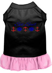 Set Sail Embroidered Dog Dress Black with Light Pink XXXL 