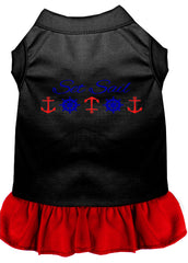 Set Sail Embroidered Dog Dress Black with Red XXXL 