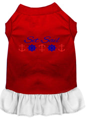 Set Sail Embroidered Dog Dress Red with White XXXL 