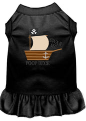 Poop Deck Embroidered Dog Dress Black XXXL 