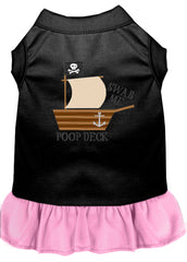 Poop Deck Embroidered Dog Dress Black with Light Pink XXXL 