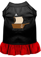 Poop Deck Embroidered Dog Dress Black with Red XXXL 