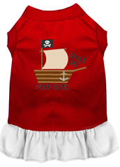 Poop Deck Embroidered Dog Dress Red with White XXXL 