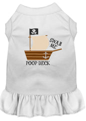 Poop Deck Embroidered Dog Dress White XXXL 