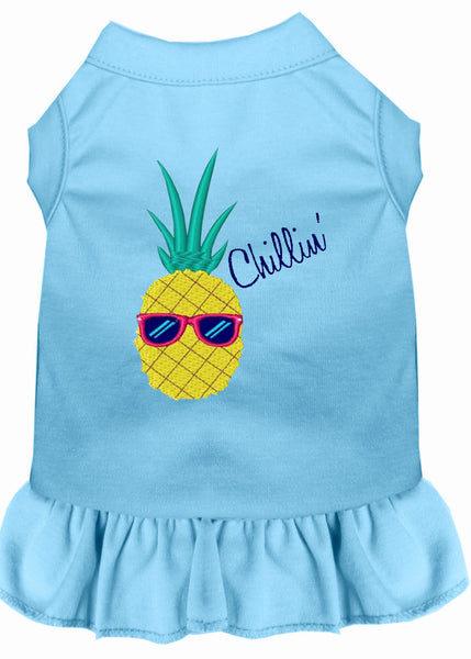 Pineapple Chillin Embroidered Dog Dress Baby Blue XXXL 