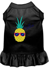 Pineapple Chillin Embroidered Dog Dress Black XXXL 