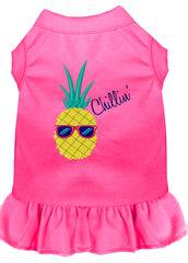 Pineapple Chillin Embroidered Dog Dress Bright Pink XXXL 