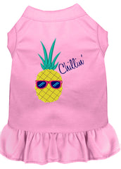 Pineapple Chillin Embroidered Dog Dress Light Pink XXXL 