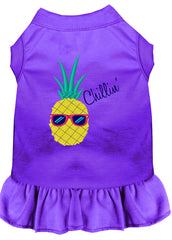 Pineapple Chillin Embroidered Dog Dress Purple XXXL 