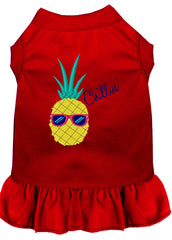 Pineapple Chillin Embroidered Dog Dress Red XXXL 