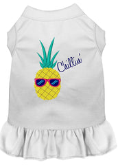 Pineapple Chillin Embroidered Dog Dress White XXXL 