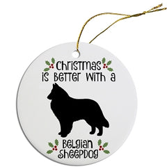 Dog Breed Specific Round Christmas Ornament