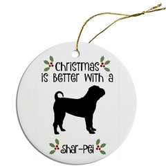 Dog Breed Specific Round Christmas Ornament