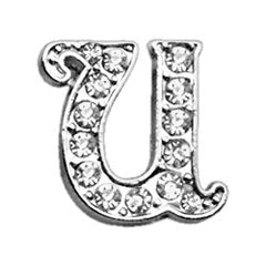 3-8" Clear Script Letter Sliding Charms A - Z