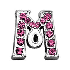 3-8" Pink Script Letter Sliding Charms A - Z