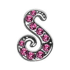 3-8" Pink Script Letter Sliding Charms A - Z