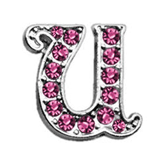 3-8" Pink Script Letter Sliding Charms A - Z