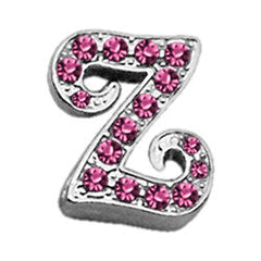 3-8" Pink Script Letter Sliding Charms A - Z