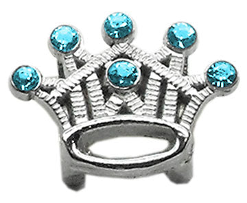 3-8" Slider Crystal Crown Charm Turquoise