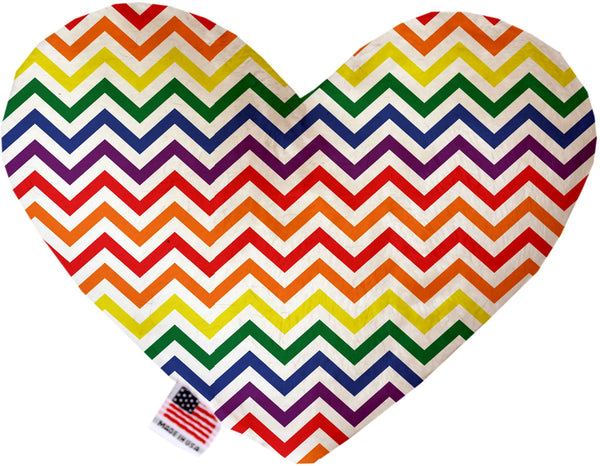 Rainbow Chevron Inch Stuffing Free Heart Dog Toy