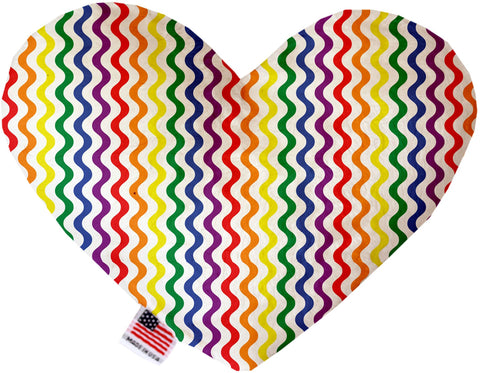 Rainbow Fun Stripes Inch Canvas Heart Dog Toy