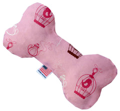 Pink Whimsy Bird Cages Inch Canvas Bone Dog Toy