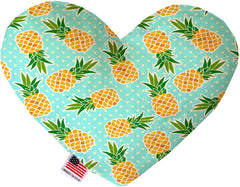 Pineapples And Polka Dots Inch Canvas Heart Dog Toy