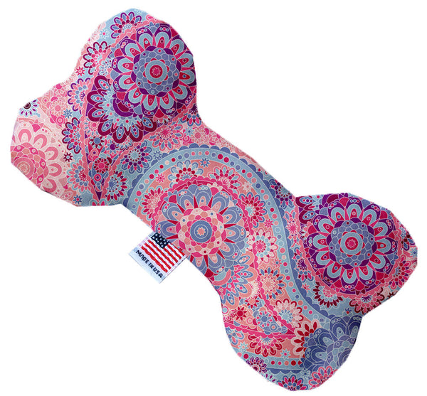 Pink Bohemian Inch Canvas Bone Dog Toy