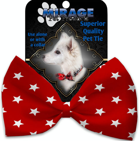 Red Stars Pet Bow Tie Collar Accessory With Velcro