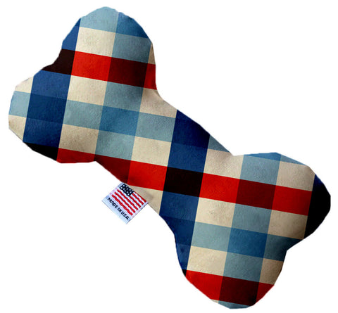 Patriotic Plaid Inch Canvas Bone Dog Toy