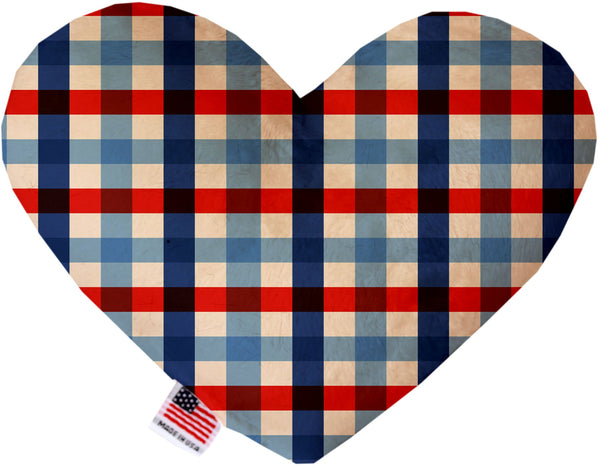 Patriotic Plaid Inch Stuffing Free Heart Dog Toy