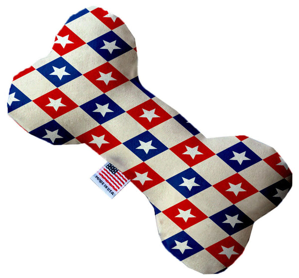 Patriotic Checkered Stars Inch Canvas Bone Dog Toy