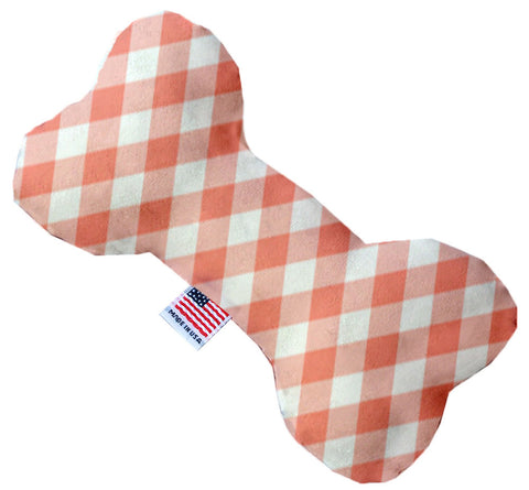 Peach Plaid Inch Canvas Bone Dog Toy