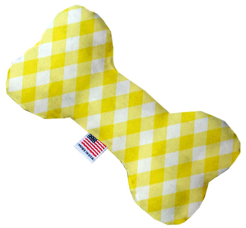 Yellow Plaid Inch Canvas Bone Dog Toy