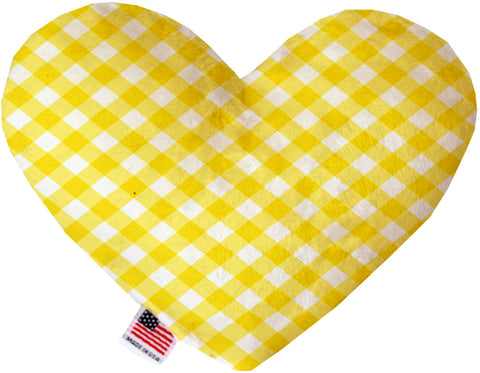 Yellow Plaid Inch Stuffing Free Heart Dog Toy