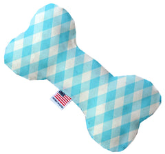 Baby Blue Plaid Canvas Bone Dog Toy