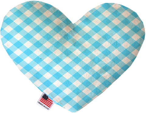 Baby Blue Plaid 6 Inch Stuffing Free Heart Dog Toy