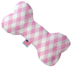 Baby Pink Plaid Canvas Bone Dog Toy