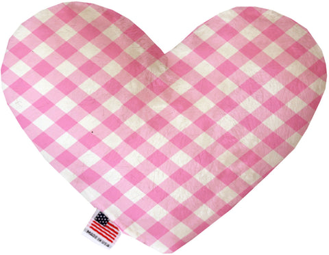 Baby Pink Plaid Inch Canvas Heart Dog Toy