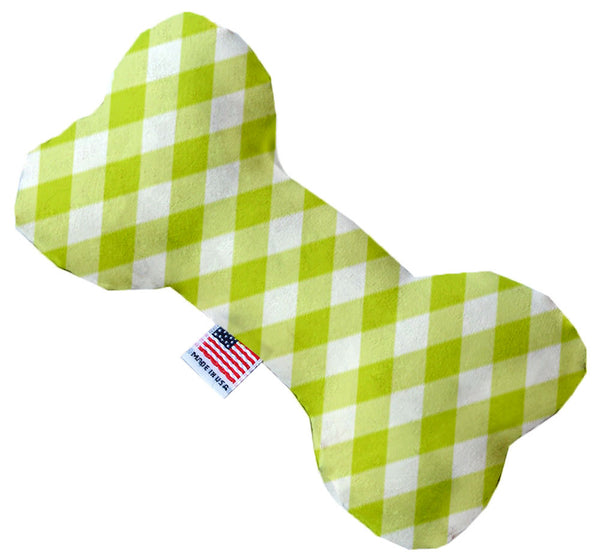 Lime Green Plaid Inch Canvas Bone Dog Toy