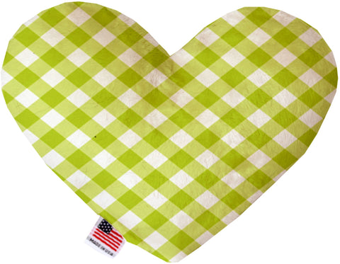 Lime Green Plaid Inch Canvas Heart Dog Toy