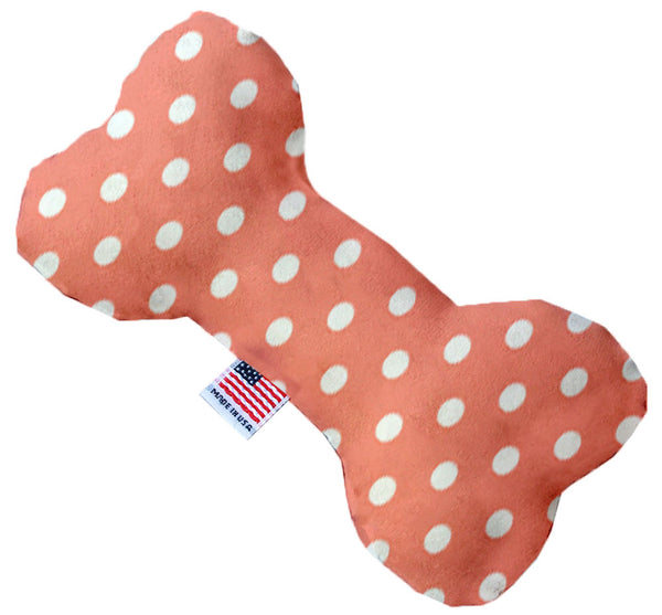 Peach Polka Dots Inch Canvas Bone Dog Toy