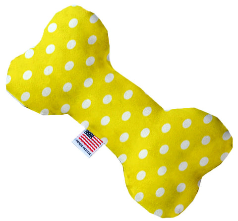 Yellow Polka Dots Inch Canvas Bone Dog Toy