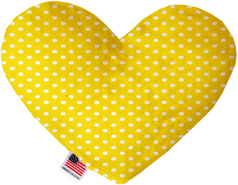 Yellow Polka Dots Inch Canvas Heart Dog Toy
