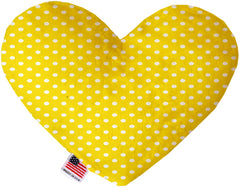 Yellow Polka Dots Inch Stuffing Free Heart Dog Toy